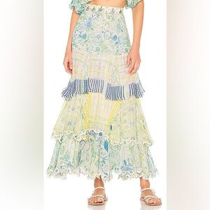 HEMANT & NANDITA Odyssey Maxi Skirt in Multi Color - Tiered Boho -SMALL NWT